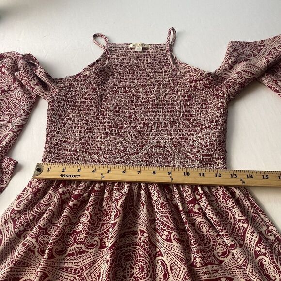 Mi Ami Women’s Smocked Open Shoulder Dress Deep Pink Small Pre Owned - Picture 6 of 16